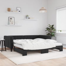 vidaXL fekete kihúzható bársony heverő matraccal 100 x 200 cm ágy és ágykellék