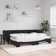 vidaXL fekete kihúzható bársony heverő matraccal 80 x 200 cm ágy és ágykellék