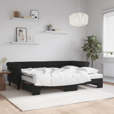 vidaXL Fekete kihúzható bársony heverő matraccal 80 x 200 cm ágy és ágykellék