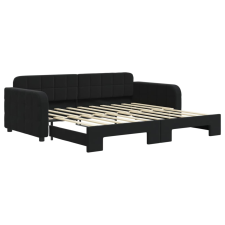 vidaXL fekete kihúzható bársonyheverő 90 x 190 cm (3196944) ágy és ágykellék