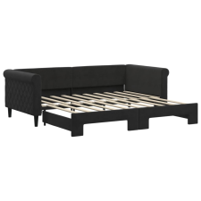 vidaXL fekete kihúzható bársonyheverő 90 x 190 cm (3197786) ágy és ágykellék