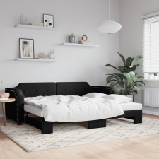 vidaXL fekete kihúzható szövet heverő 80 x 200 cm ágy és ágykellék