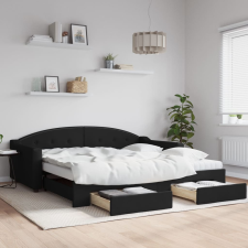 vidaXL fekete kihúzható szövet heverő fiókokkal 100 x 200 cm ágy és ágykellék