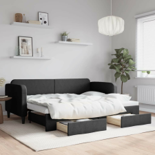 vidaXL fekete kihúzható szövet heverő fiókokkal 80 x 200 cm bútor