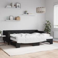 vidaXL fekete kihúzható szövet heverő matracokkal 80 x 200 cm ágy és ágykellék