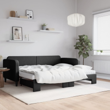 vidaXL fekete kihúzható szövet heverő matracokkal 90 x 190 cm ágy és ágykellék