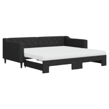 vidaXL fekete kihúzható szövet heverő matracokkal 90 x 190 cm (3197456) ágy és ágykellék