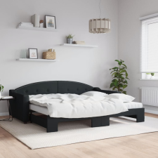 vidaXL fekete kihúzható szövet heverő matracokkal 90 x 200 cm ágy és ágykellék
