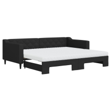 vidaXL fekete kihúzható szövet heverő matracokkal 90 x 200 cm (3197446) ágy és ágykellék
