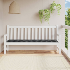 vidaXL fekete kockás szövet kerti padpárna 200 x 50 x 3 cm kerti bútor