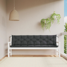 vidaXL fekete kockás szövet kerti padpárna 200 x 50 x 7 cm kerti bútor