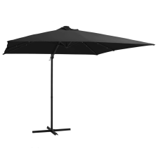 vidaXL fekete konzolos napernyő LED-del és acélrúddal 250x250 cm kerti bútor