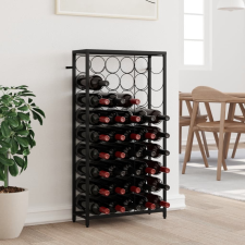 vidaXL fekete kovácsoltvas bortartó 45 palackhoz 54 x 18 x 100 cm bútor