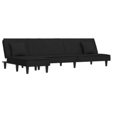 vidaXL fekete L-alakú bársony kanapéágy 255x140x70 cm (3157254) bútor