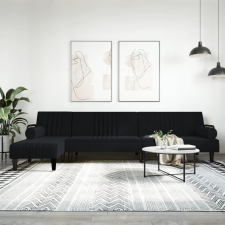 vidaXL fekete L-alakú bársony kanapéágy 260x140x70 cm bútor