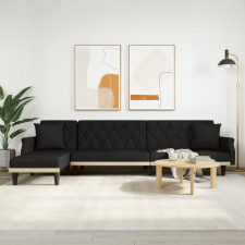 vidaXL fekete L-alakú bársony kanapéágy 271x140x70 cm bútor