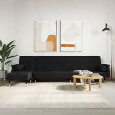 vidaXL fekete L-alakú bársony kanapéágy 271x140x70 cm bútor