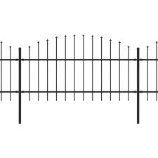 vidaXL fekete lándzsahegy tetejű acélkerítés (1-1,25) x 15,3 m (277729) kerti bútor