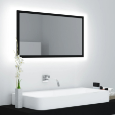 vidaXL Fekete LED-es forgácslap fürdőszobai tükör 80 x 8,5 x 37 cm fürdőszoba kiegészítő