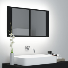 vidaXL fekete LED-es tükrös fürdőszobaszekrény 80 x 12 x 45 cm fürdőszoba bútor