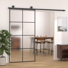 vidaXL fekete matt ESG üveg és alumínium tolóajtó 102,5x205 cm építőanyag