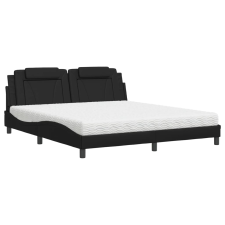 vidaXL fekete műbőr ágy matraccal 180 x 200 cm ágy és ágykellék