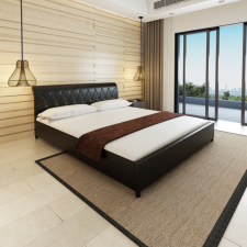 vidaXL Fekete műbőr ágykeret 180x200 cm ágy és ágykellék