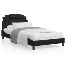 vidaXL fekete műbőr ágykeret fejtámlával 100x200 cm ágy és ágykellék
