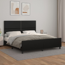 vidaXL fekete műbőr ágykeret fejtámlával 160x200 cm ágy és ágykellék