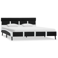 vidaXL fekete műbőr ágykeret LED csíkkal 140 x 200 cm (280304) ágy és ágykellék