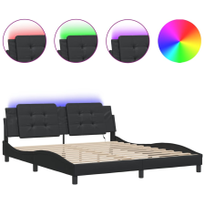 vidaXL fekete műbőr ágykeret LED-világítással 180 x 200 cm ágy és ágykellék
