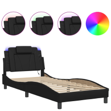 vidaXL fekete műbőr ágykeret LED-világítással 80 x 200 cm (3213980) ágy és ágykellék