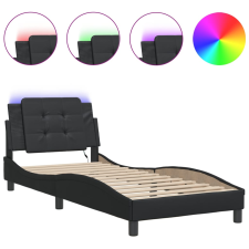 vidaXL fekete műbőr ágykeret LED-világítással 90 x 200 cm ágy és ágykellék