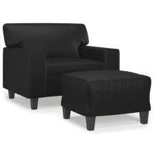 vidaXL fekete műbőr kanapéfotel lábtartóval 60 cm (3201159) bútor