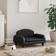 vidaXL fekete műbőr kutyaágy 50 x 40 x 30 cm szállítóbox, fekhely kutyáknak