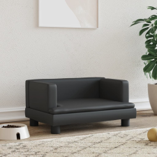 vidaXL fekete műbőr kutyaágy 60 x 40 x 30 cm szállítóbox, fekhely kutyáknak