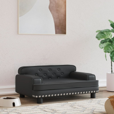 vidaXL fekete műbőr kutyaágy 70 x 45 x 30 cm szállítóbox, fekhely kutyáknak