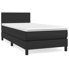 vidaXL fekete műbőr rugós ágy matraccal 100 x 200 cm (3140987) ágy és ágykellék