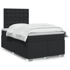 vidaXL fekete műbőr rugós ágy matraccal 120 x 200 cm ágy és ágykellék
