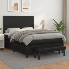 vidaXL fekete műbőr rugós ágy matraccal 140 x 190 cm ágy és ágykellék