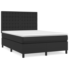 vidaXL fekete műbőr rugós ágy matraccal 140 x 190 cm (3142839) ágy és ágykellék