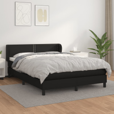 vidaXL fekete műbőr rugós ágy matraccal 140 x 200 cm ágy és ágykellék