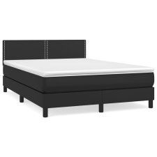 vidaXL fekete műbőr rugós ágy matraccal 140 x 200 cm (3141065) ágy és ágykellék