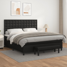 vidaXL fekete műbőr rugós ágy matraccal 160 x 200 cm ágy és ágykellék