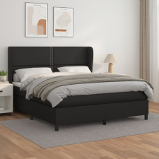 vidaXL fekete műbőr rugós ágy matraccal 180 x 200 cm ágy és ágykellék