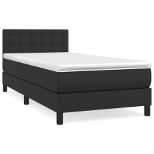 vidaXL fekete műbőr rugós ágy matraccal 80 x 200 cm (3141089) ágy és ágykellék