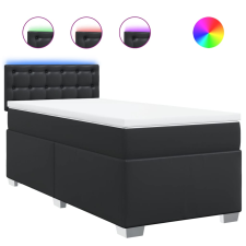 vidaXL fekete műbőr rugós ágy matraccal 80 x 200 cm (3288396) ágy és ágykellék