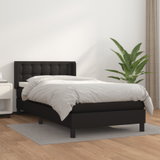 vidaXL fekete műbőr rugós ágy matraccal 90x190 cm ágy és ágykellék