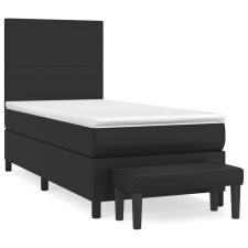 vidaXL fekete műbőr rugós ágy matraccal 90x190 cm (3137515) ágy és ágykellék