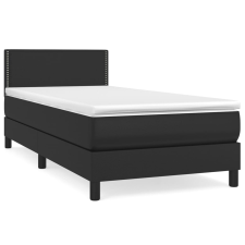 vidaXL fekete műbőr rugós ágy matraccal 90x190 cm (3141035) ágy és ágykellék